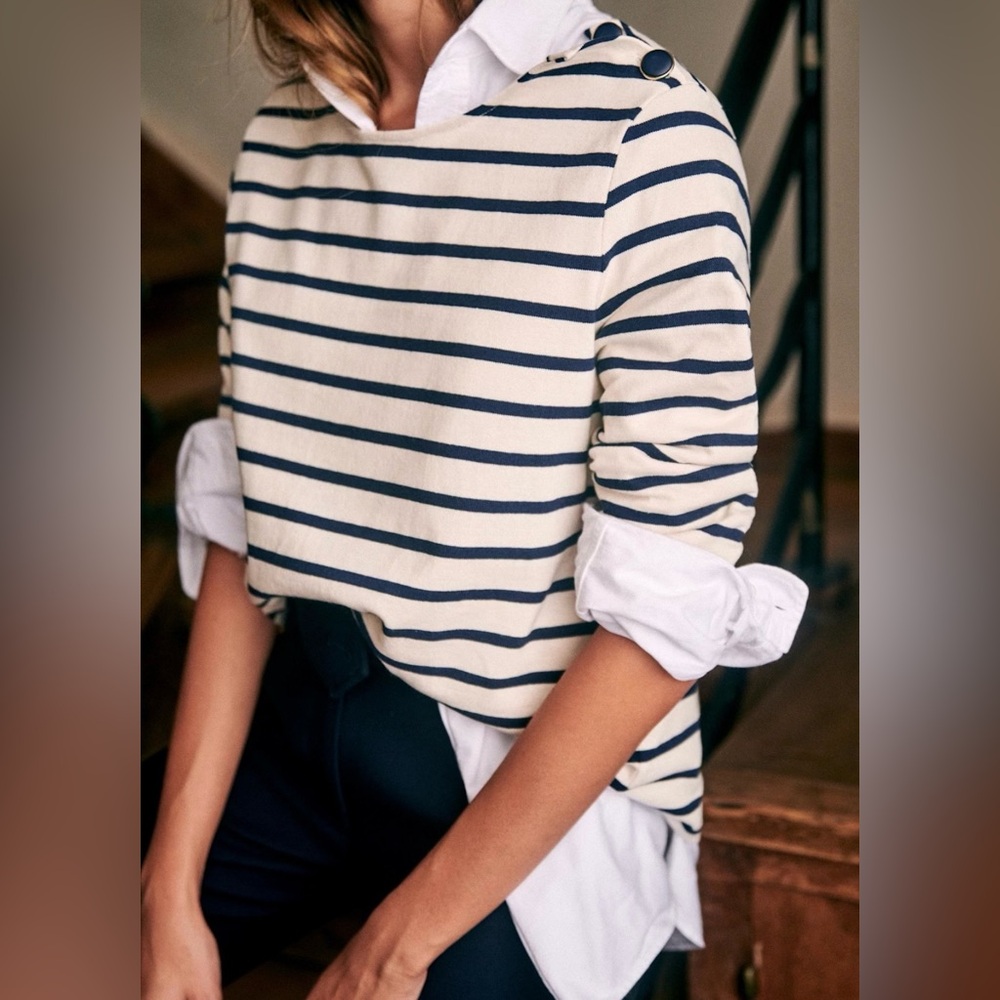 SÉZANE Colette Marinière / Ecru + Navy / Size M